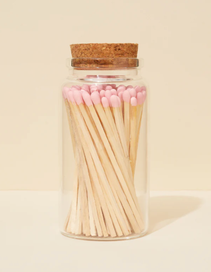 2 Bold Pink Tip Safety Matches | 100+ Quality Artisan Matchsticks with  Chic Jar, Cork Lid & Striker by Thankful Greetings | A Unique Gift Great  for