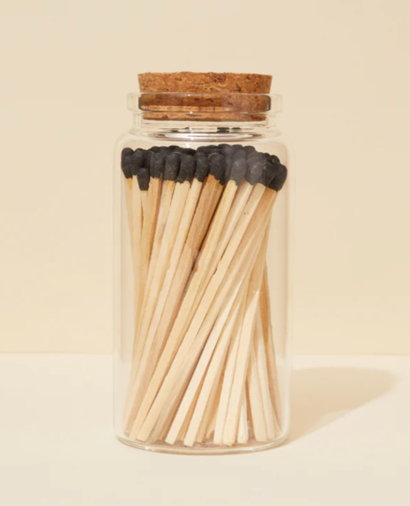 Large Black Tip 4inch Wooden Matches with Jar (80 Count)