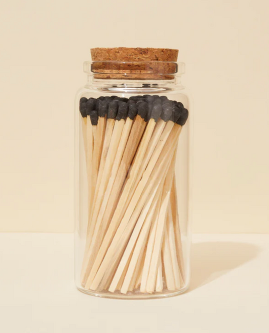 Large Black Tip 4inch Wooden Matches with Jar (80 Count)