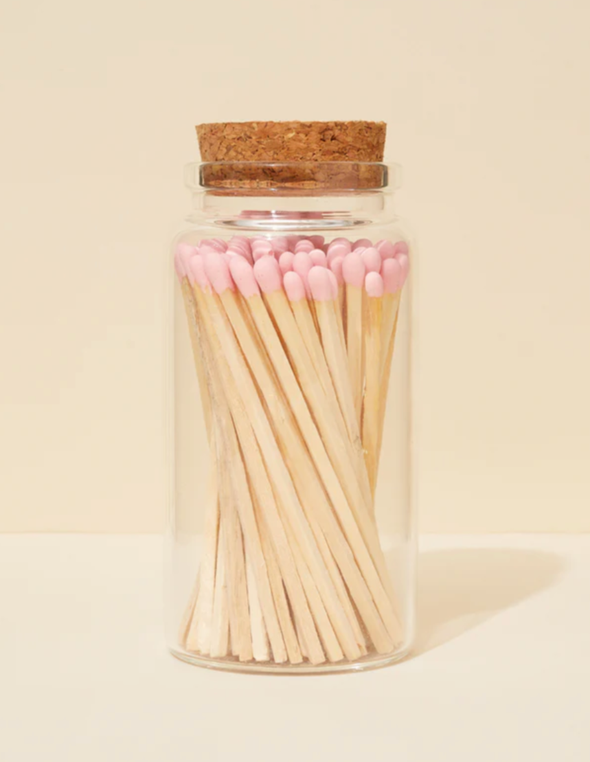 Large Pink Tip 4inch Wooden Matches with Jar (80 Count)